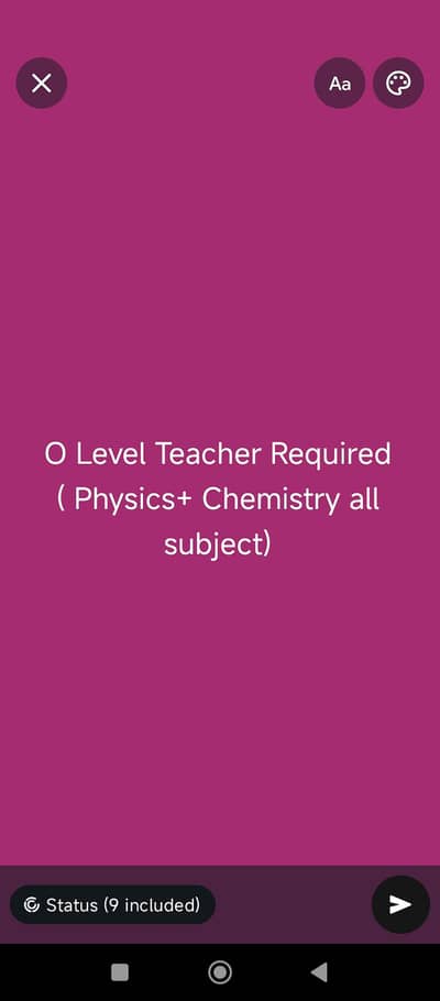 O Level ka liya Female Teacher Required ha