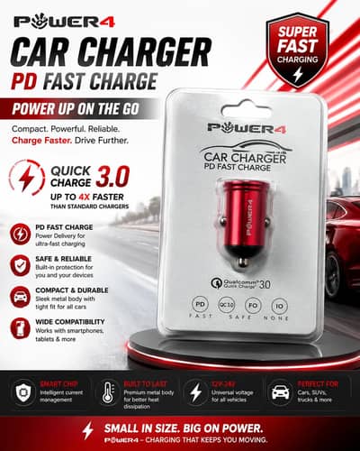 Super Fast Car Charger branded along with cable Free home del