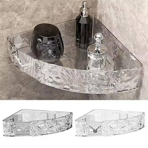 Acrylic Corner Shelf – Drill-Free Bathroom Rack