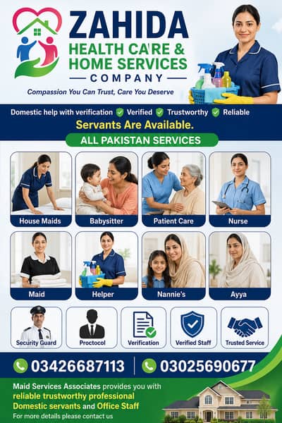 Maids, Babysitters, Patient Care Attendants, Nurses, Nurses, Helper