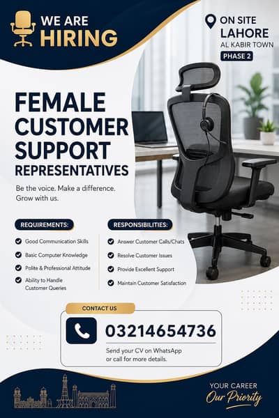 Hiring Female Customer Support Representative | On-Site Job