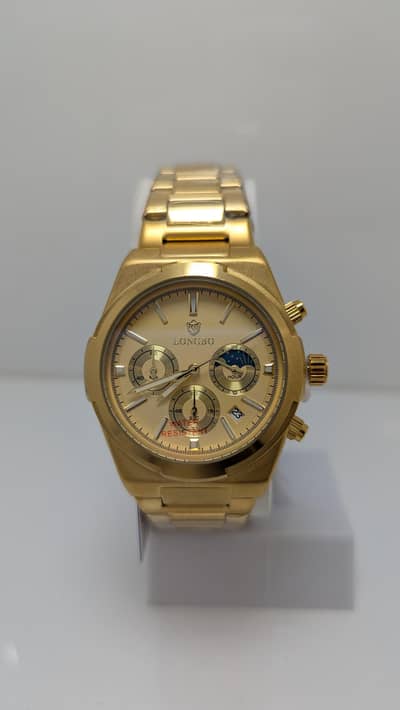 LONGBO Watch Gold colour chronograph is warking