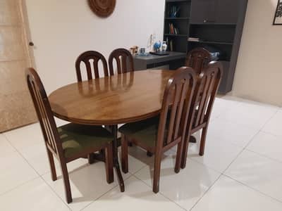 Dining set, wardrobe, straight desk and a wooden table