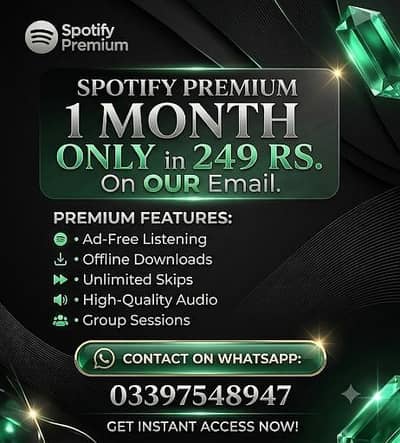 Spotify Premium Plan Available. Full Plan in Just 249. ( Contact )