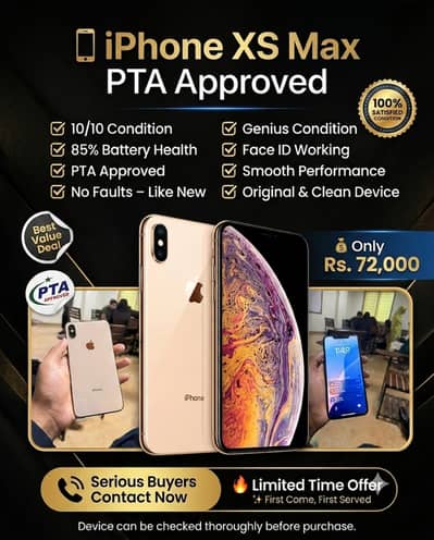Apple iPhone XS Max 256 Gb Whatsapp 03126889997 price 72000