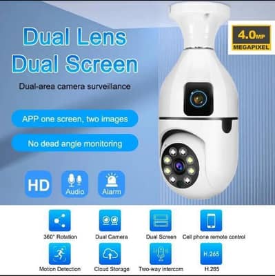 360° WiFi Dual Lens Security Camera HD Night Vision CCTV Camera