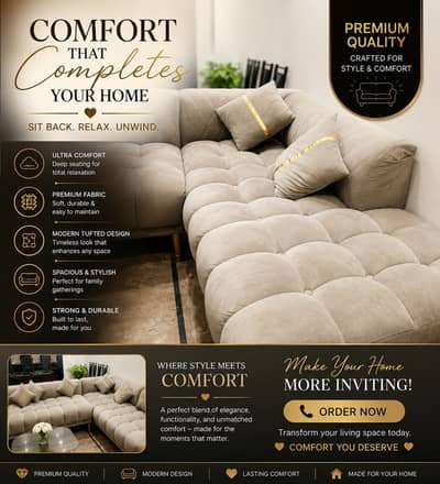 Modern Luxury L-Shaped Sofa Set with Elegant Living Room Setup