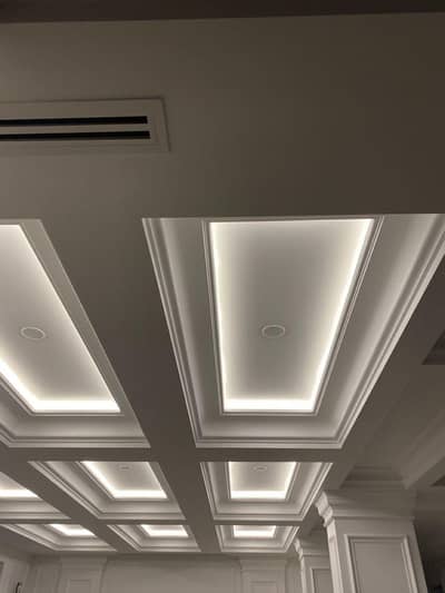 gypsum ceiling, drywall partition, paint, cement board, carpentry