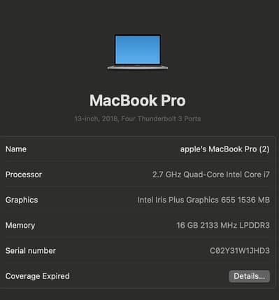 mac book pro 2018