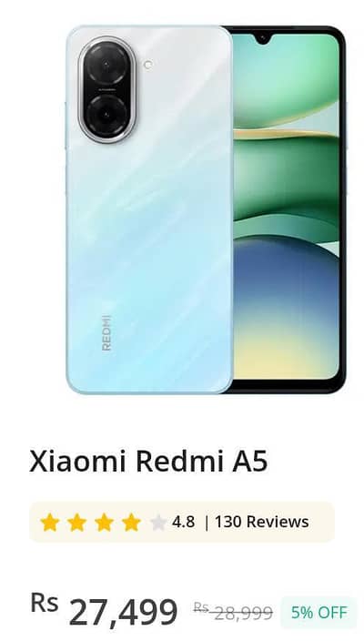 Redmi A5 Ram 4.0GB + 1.0GB