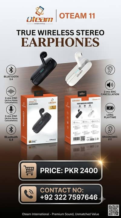 Oteam 11 true wireless stereo earphones-premium sound & style.
