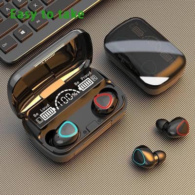 Black Bluetooth Earbuds with Charging Case