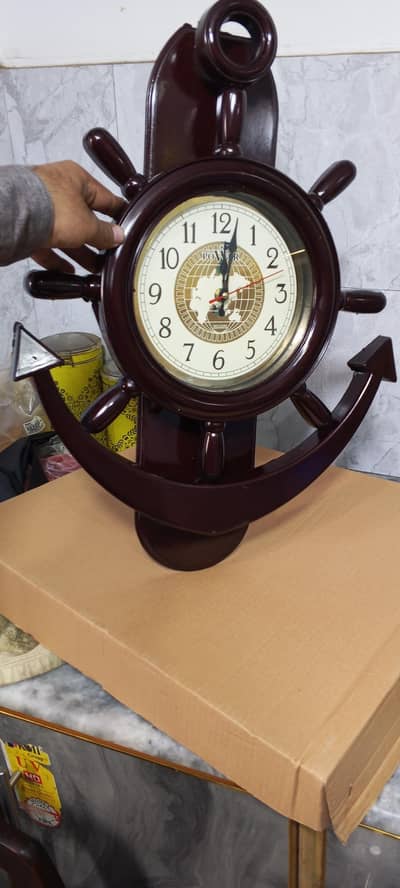 Nautical Ship Wheel Wall Clock – Decorative Anchor Design Clock