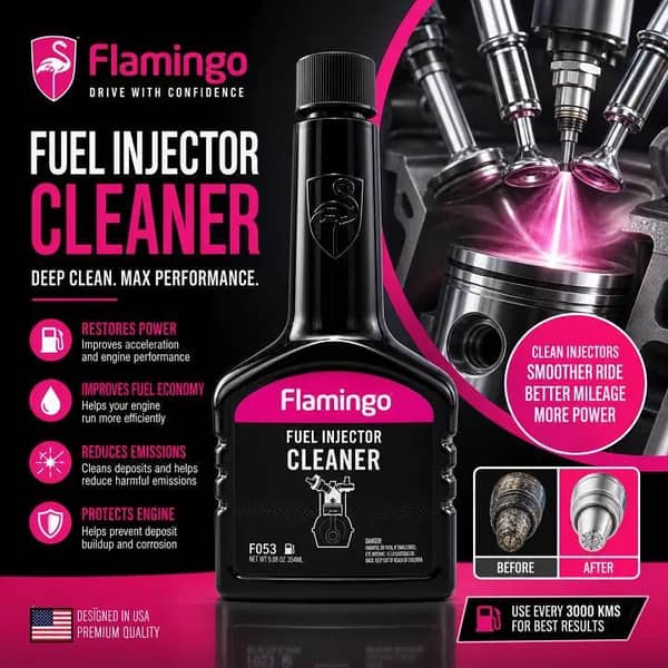 FLAMINGO Fuel Injector Cleaner 354ml for Cars | Petrol Engine Injector Cleaning Solution | Improves Mileage & Engine Performance