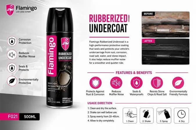 Flamingo Car Under Rubberized Undercoat 500ml – Anti-Rust Protection | Soundproof & Waterproof Spray