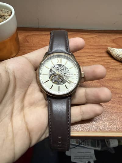 FOSSIL 48MM FLYNN AUTOMATIC BROWN LEATHER WATCH BQ2382