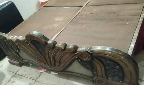 Urgent Sale: Double Bed with Unique Carving Crown