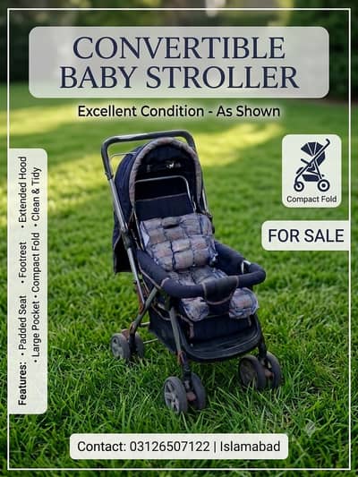 Baby Stroller/Pram - Navy Blue, Good Condition | Islamabad