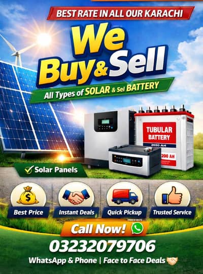 we are buy all types of solar panels and batteries and inverter