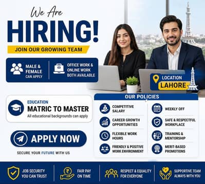 we are hiring male and female for office and online work