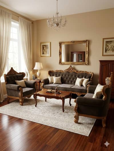 Luxury Pure Sheesham Wood 6 Seater Sofa Set