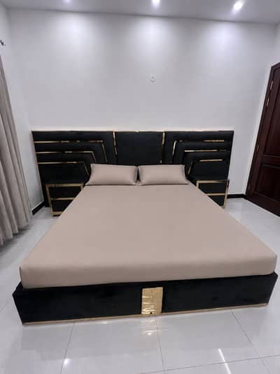 Luxury Velvet & Brass Bedroom Set with sofa and dressing