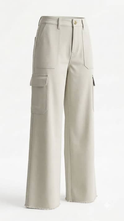 Thrifted Off-White Wide Leg Cargo Pant