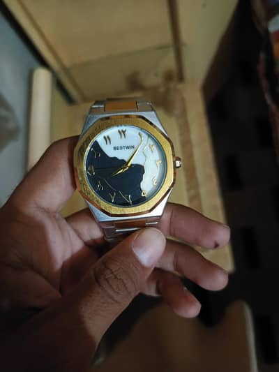 gold colour aura watch for mens personality