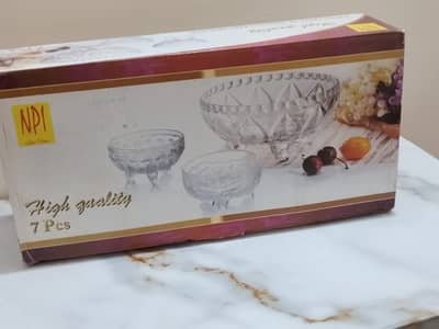 7-Piece glass Serving Bowl / Custard Set – Durable, New/unused