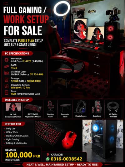 Gaming pc with all accessories