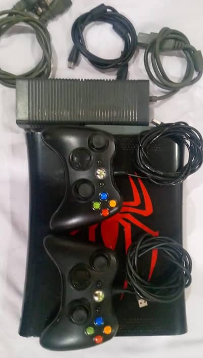 XBOX 360 with TWO wired controllers for sale