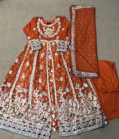 Beautiful Orange-Red Anarkali Gown – Only Worn Once - Kashish Brand