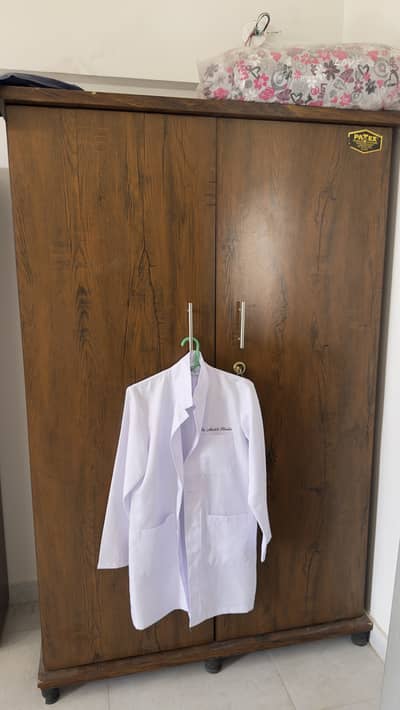 Patex Wooden Wardrobe + Big Office Table + Book shelf for URGENT SALE