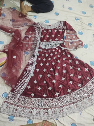LEHENGA SKYBLUE AND MEROON