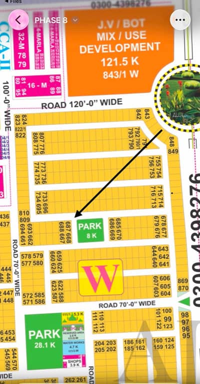 1 Kanal Corner Plot Facing Park, DHA Phase 8 W Block