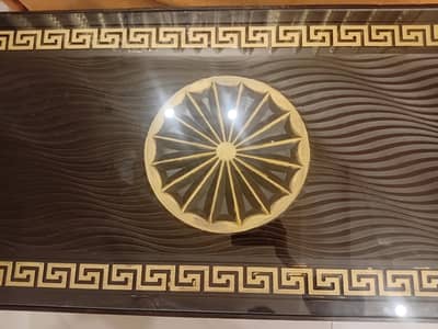 wooden table glass on top 03044453724
