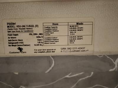 Haier 2 Ton Split AC – Thunder Series (24,000 BTU)
