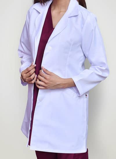 overall. lab coat, white coat