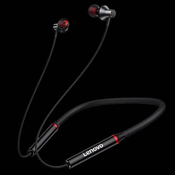 100% Original Lenovo HE05X Bluetooth 5.0 Earphones Wireless Neckband Headset, Magnetic, Waterproof IPX5, HiFi Sound, 8H Playtime, Sports Earbuds with Mic (Black) - Global Version