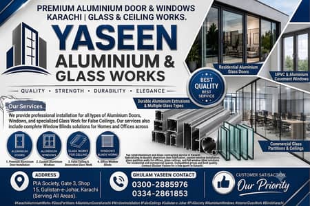 Premium Aluminium & Glass Works Karachi | Doors, Windows & Blinds