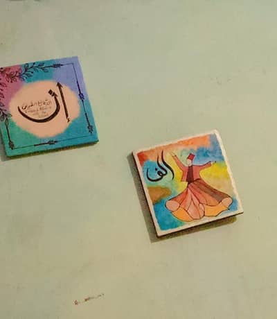 hand made canvas art  pair