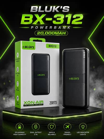 Bluk's BX- 312 Power Bank 20000mAH Original,High capacity Dual Output