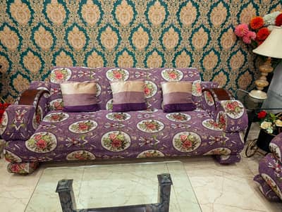 6 seater sofa set (3+2+1) with wooden accents