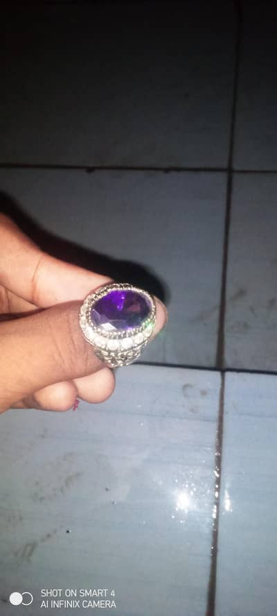 Matel Premium Ring With Purple Gem [Obsidian Gem]