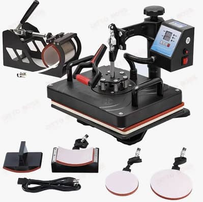 Heat press machine 5 in 1 sublimation shirt, hoodies, badge, mug etc.