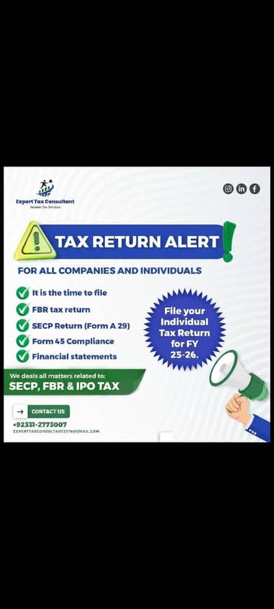income tax return, secp, financial accounts, import export license