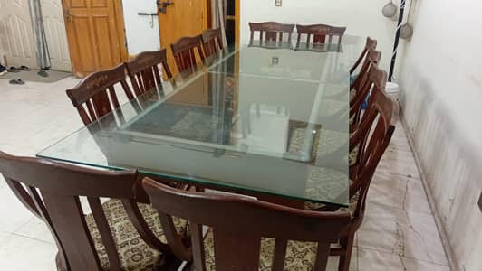Wooden Dining Table Glass Top