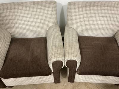 Brown white combination sofa set 3+1+1