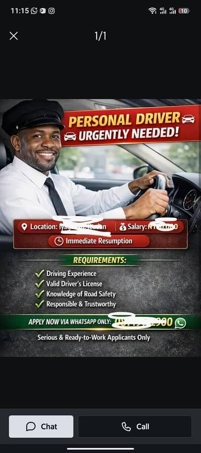 driver job kr zarorat hy