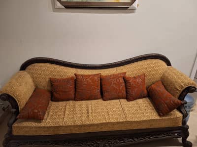 Solid Wood Luxury Sofa Set (3+1+1) – Excellent Condition